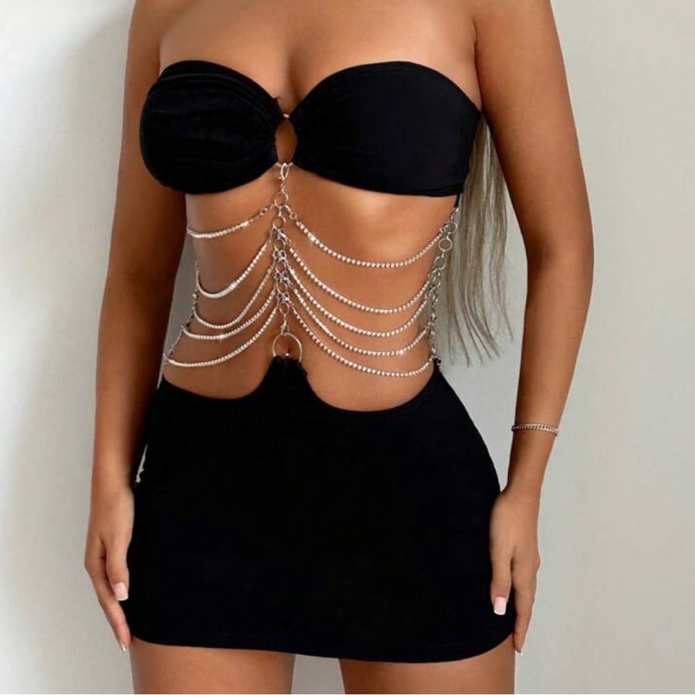 NWT! Chain-Detail Cut-Out Backless Mini Dress